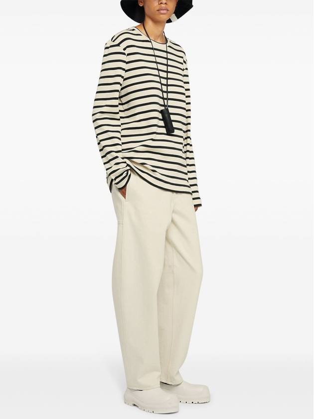 Back Logo Cotton Two Toned Stripe Long Sleeve T-Shirt Black White - JIL SANDER - BALAAN 3