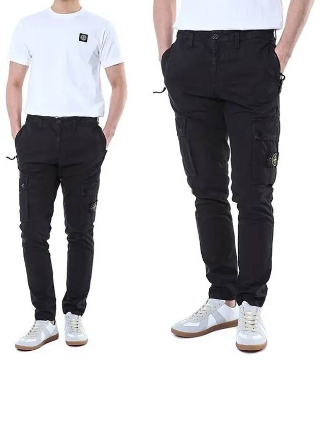 Wappen Patch Old Treatment Slim Fit Cargo Straight Pants Black - STONE ISLAND - BALAAN 2