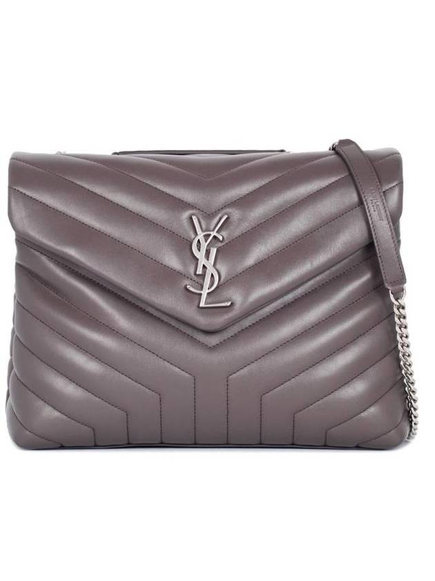 Silver Hardware Loulou Monogram Chain Shoulder Bag Grey - SAINT LAURENT - BALAAN 1