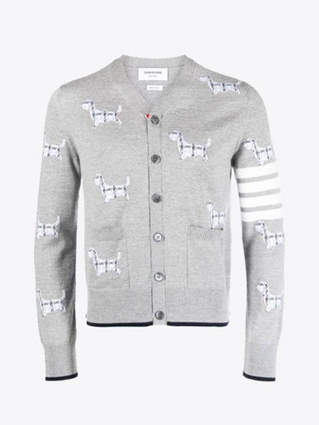 Hector Motif 4 Bar Cardigan Grey - THOM BROWNE - BALAAN 2