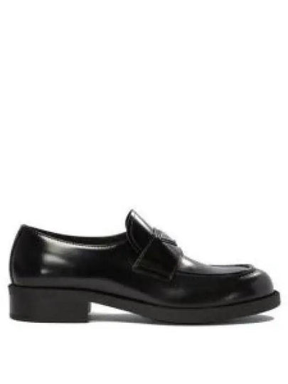 Triangle Logo Brushed Leather Loafer Black - PRADA - BALAAN 2