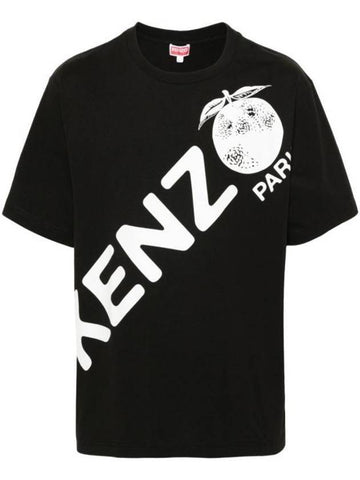 Logo Print Cotton Short Sleeve T-Shirt Black - KENZO - BALAAN 1