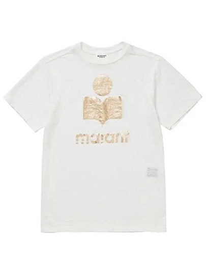 Zewel Logo Linen Short Sleeve T-Shirt White - ISABEL MARANT - BALAAN 2