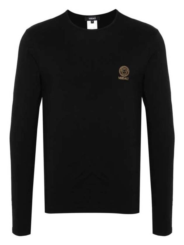 Logo Round Neck Long Sleeve T-Shirt Black - VERSACE - BALAAN 2