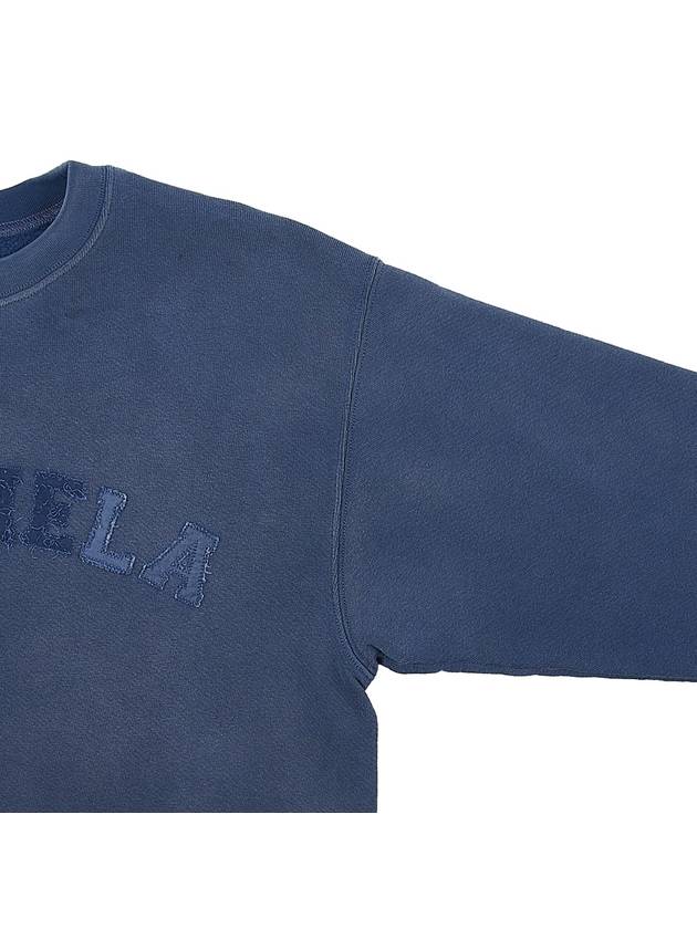 Logo Vintage Cropped Cotton Long Sleeve T-Shirt Blue - MAISON MARGIELA - BALAAN 5