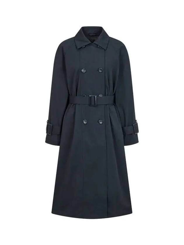 Women s Belted Double Trench Coat Navy - EMPORIO ARMANI - BALAAN 1