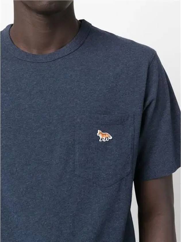 Baby Fox Patch Pocket Short Sleeve T-Shirt Navy Melange - MAISON KITSUNE - BALAAN 6