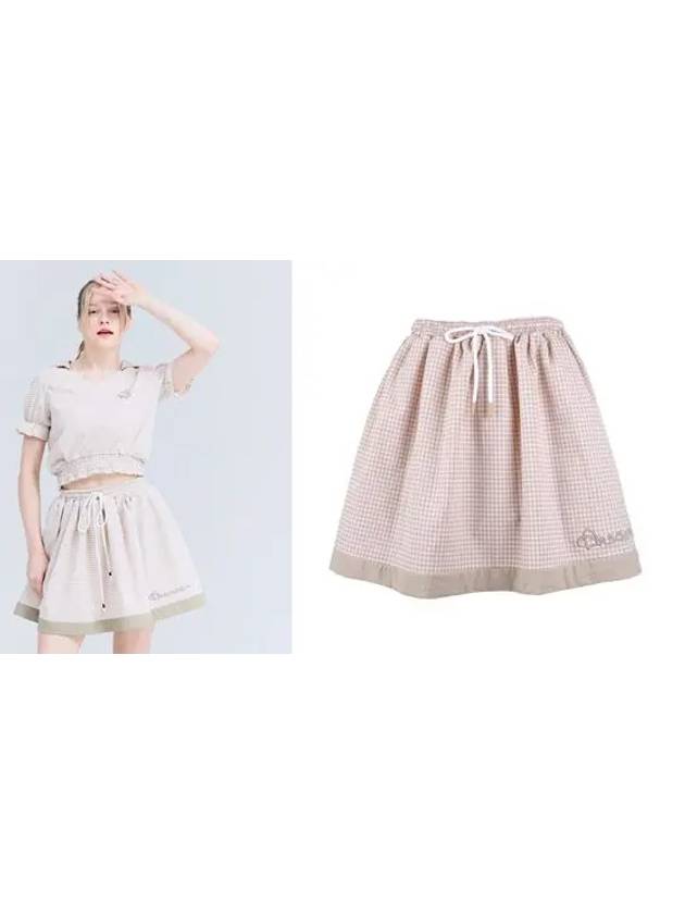 Golf Tennis Women s Checked Flare Skirt Beige - AVAVE - BALAAN 3