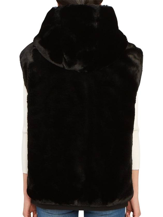 State Bunny Fur Hooded Vest Black - MOOSE KNUCKLES - BALAAN 6