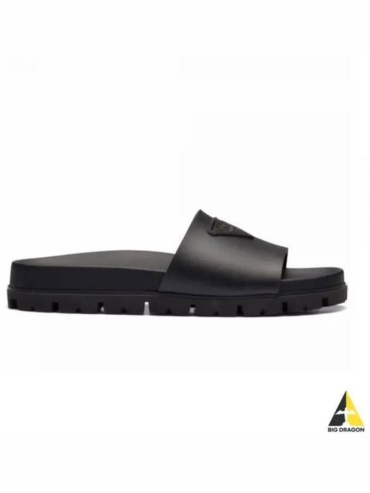 triangle logo rubber slippers black - PRADA - BALAAN 2