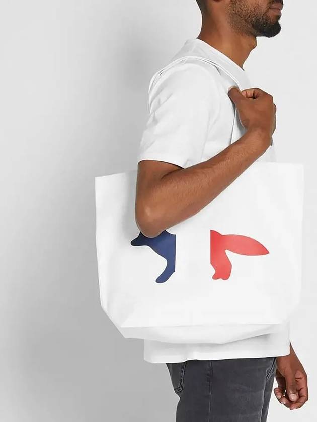 Tricolor Fox Tote Bag White - MAISON KITSUNE - BALAAN 5