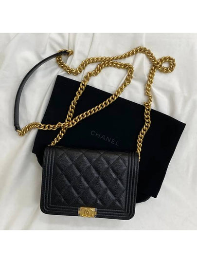 Boy Gold Logo Chain Mini Lambskin Cross Bag Black - CHANEL - BALAAN 2