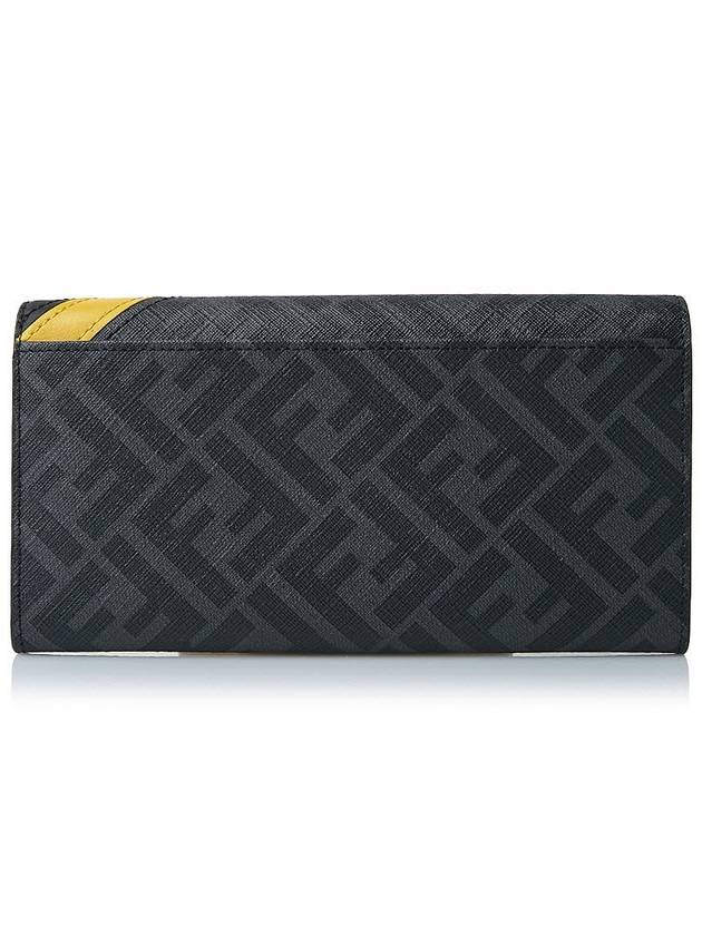 FF logo fabric flap long wallet gray - FENDI - BALAAN 4