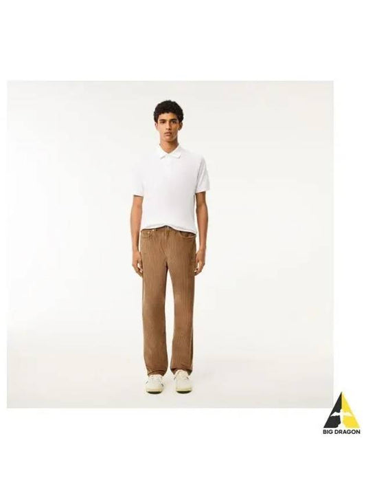 Men s straight fit corduroy pants light brown - LACOSTE - BALAAN 1