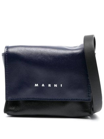 logo print messenger bag navy - MARNI - BALAAN 1