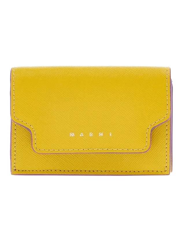 Saffiano Leather Trifold Half Wallet Yellow - MARNI - BALAAN 1