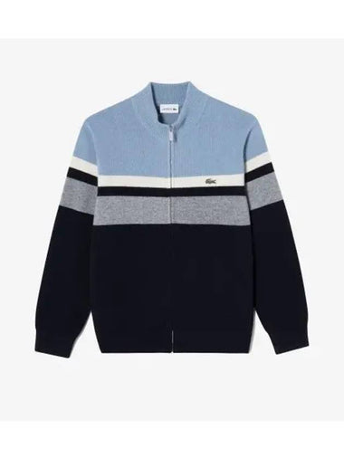 Men s high neck color block cardigan navy - LACOSTE - BALAAN 1