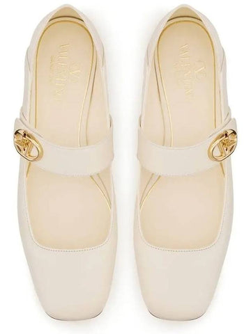 Women's V Logo Rocker Mary Jane Ballerina Ivory - VALENTINO - BALAAN 1