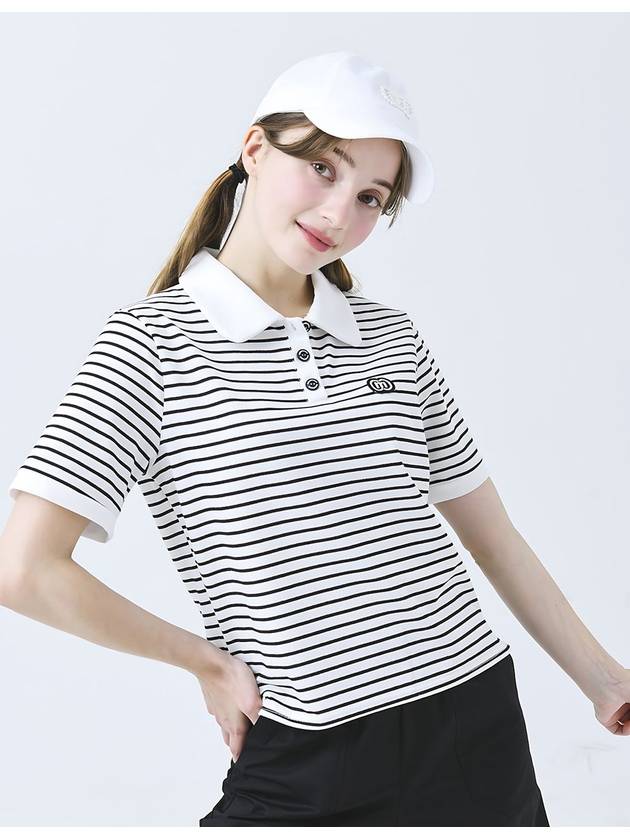 Doyou Know MC Women s Petite Stripe Loose Fit Short Sleeve White T shirt DO3242TS81 1 - DOYOUKNOWMC GOLF WEAR - BALAAN 3