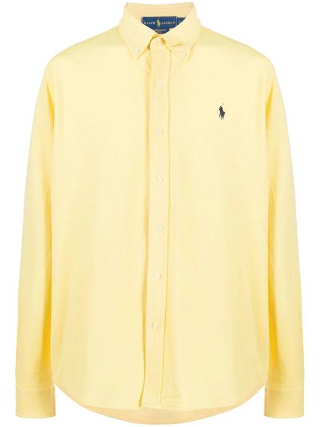 Embroidered Logo Cotton Long Sleeve Shirt Yellow - POLO RALPH LAUREN - BALAAN 1