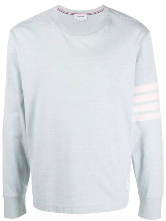 diagonal armband rugby long sleeve t-shirt blue - THOM BROWNE - BALAAN.