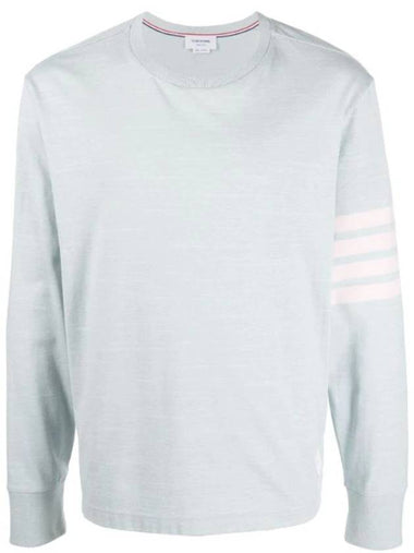 4 Bar Crew Neck Long Sleeve T-Shirt Blue - THOM BROWNE - BALAAN 1