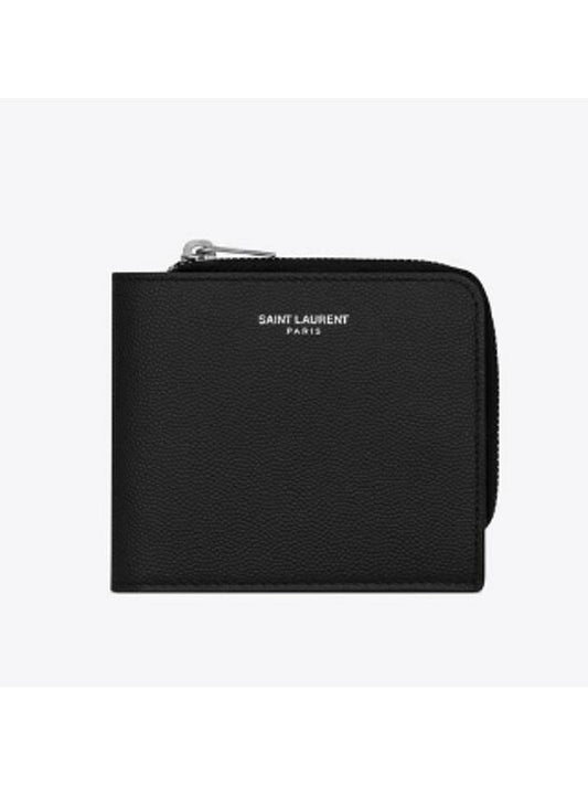 Men's East West Zip Card Wallet Black - SAINT LAURENT - BALAAN 1