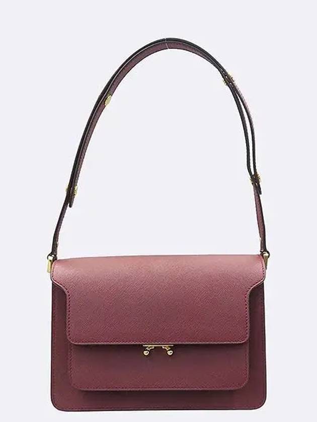 SBMPN09NO1 Burgundy color calfskin trunk medium gold logo shoulder bag - MARNI - BALAAN 2