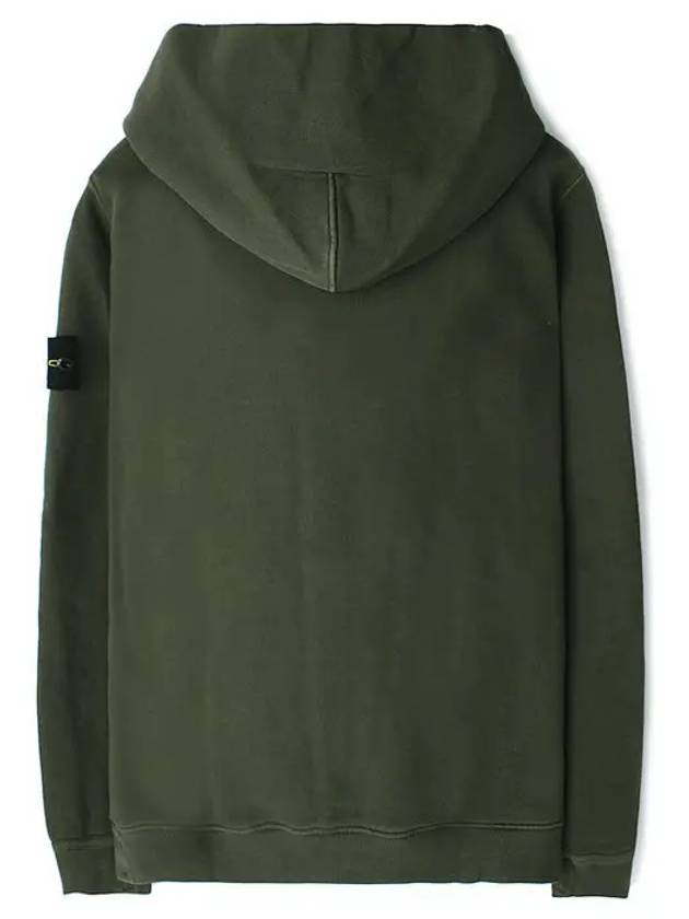 Old Effect Cotton Diagonal Fleece Hoodie Green - STONE ISLAND - BALAAN 3