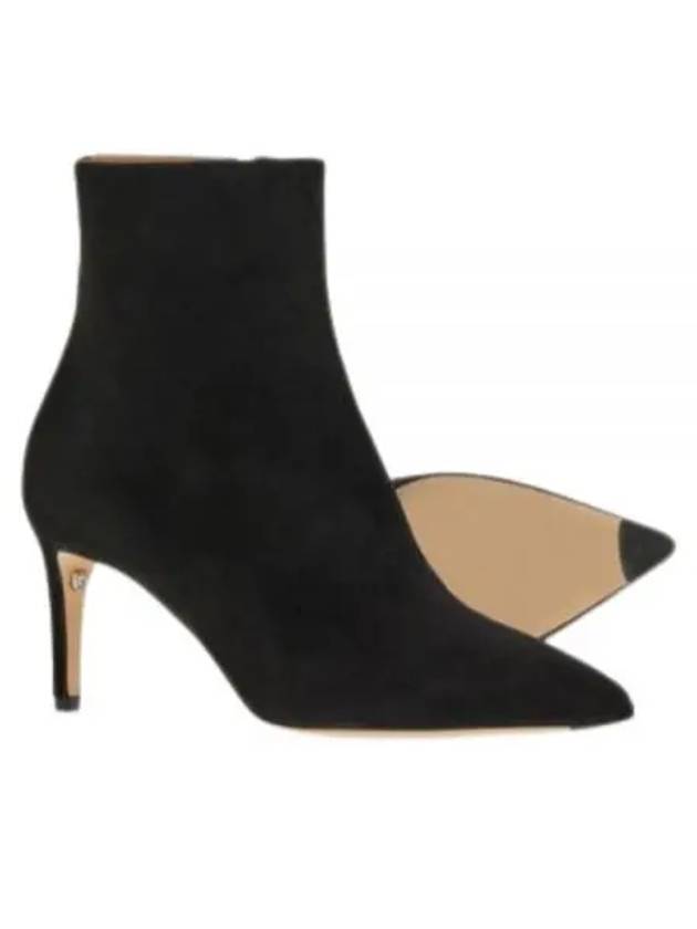 Women's Point Toe Suede Zipper Middle Boot Heels Black - SALVATORE FERRAGAMO - BALAAN 2