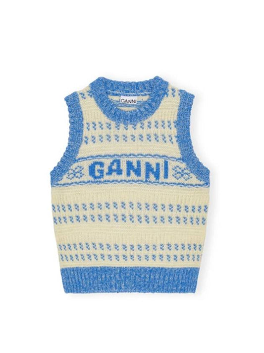 Sleeveless T Shirt K22472606 Blue - GANNI - BALAAN 2