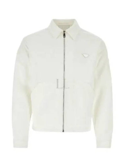 Triangle Logo Bull Denim Zip Up Jacket White - PRADA - BALAAN 2