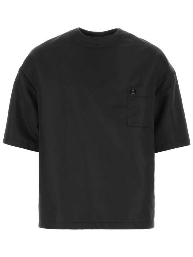 Men's One Stud Pocket Nylon Short Sleeve T-Shirt Black - VALENTINO - BALAAN 2