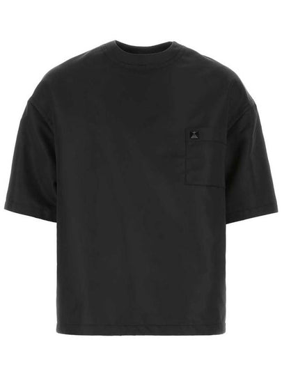 Men's One Stud Pocket Nylon Short Sleeve T-Shirt Black - VALENTINO - BALAAN 2