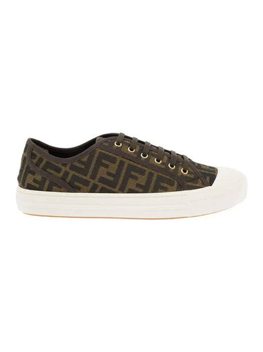 FF Motif Jacquard Low Top Sneakers Brown - FENDI - BALAAN 1