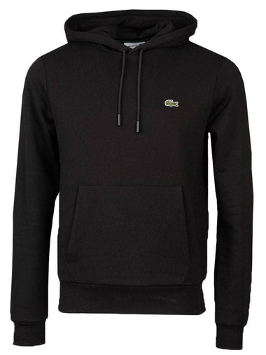 Logo Patch Organic Cotton Hoodie Black - LACOSTE - BALAAN 1