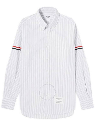 Stripe Oxford Armband Long Sleeve Shirt Grey - THOM BROWNE - BALAAN 2