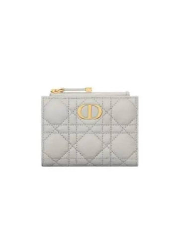 Caro Dahlia Supple Cannage Calfskin Half Wallet Grey - DIOR - BALAAN 1