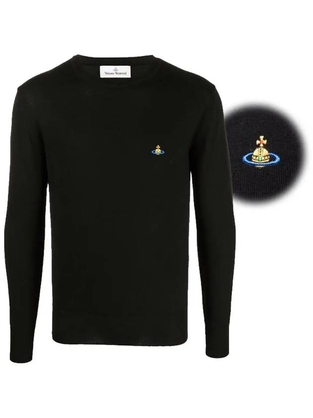 Men's Embroidered Logo Cotton Knit Top Black 27010006 Y0003 N402 - VIVIENNE WESTWOOD - BALAAN 3