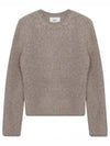 Crew Neck Brushed Wool Alpaca Knit Top Beige - AMI - BALAAN 2