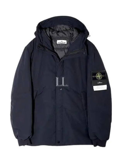 Logo Patch Micro Twill Hooded Jacket Navy - STONE ISLAND - BALAAN 2