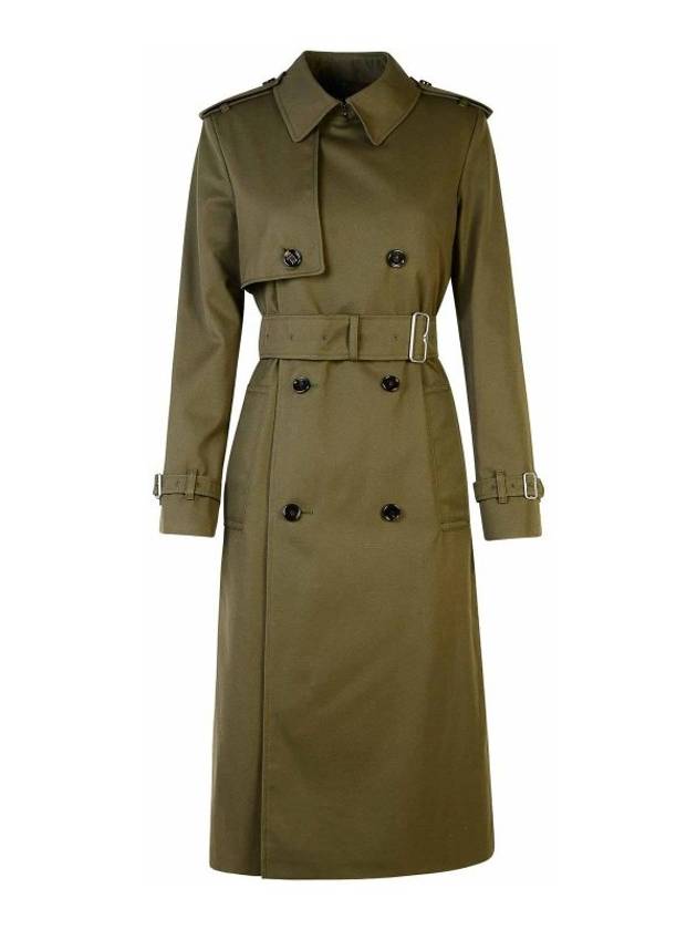 Double Breasted Long Cotton Blend Trench Coat Military - BURBERRY - BALAAN 2