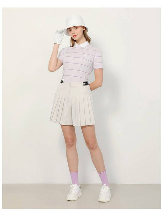 SET Women s Striped T Shirt Mini Pleated Shorts - HOLIC&PLAY - BALAAN 2