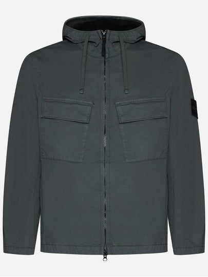 Cotton Twill Stretch Hooded Jacket Dark Green - STONE ISLAND - BALAAN 2