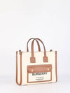 Mini Two-Tone Canvas and Leather Freya Tote Bag Natural Tan - BURBERRY - BALAAN 2