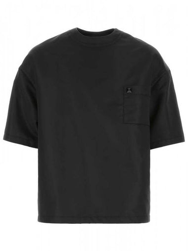 Men's One Stud Pocket Nylon Short Sleeve T-Shirt Black - VALENTINO - BALAAN 1