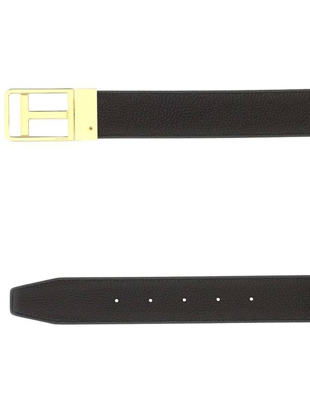 T Buckle Leather Belt Black Brown - TOM FORD - BALAAN 3