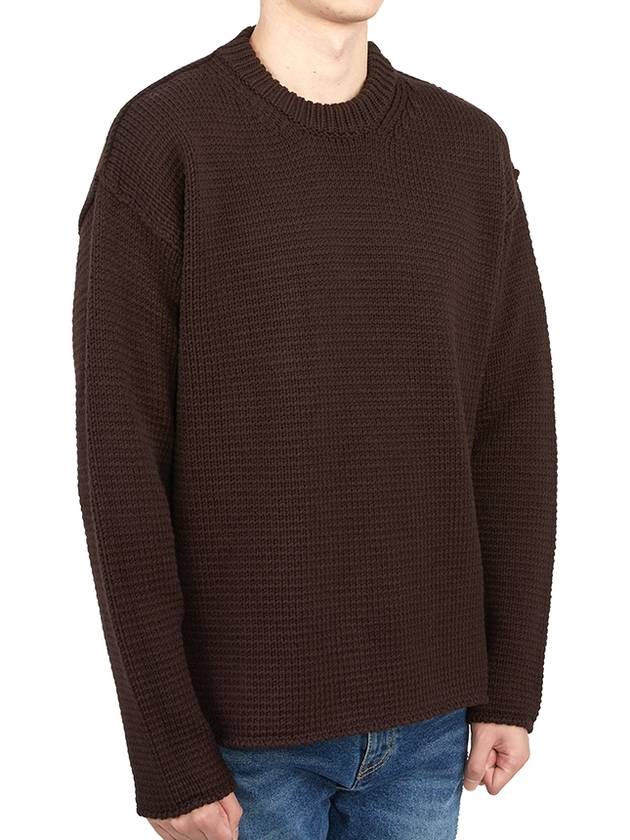 Crew Neck Wool Knit Top Brown - TEN C - BALAAN 4