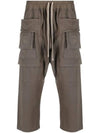 Drawstring Cropped Cargo Cotton Baggy Pants Dust - RICK OWENS - BALAAN 1