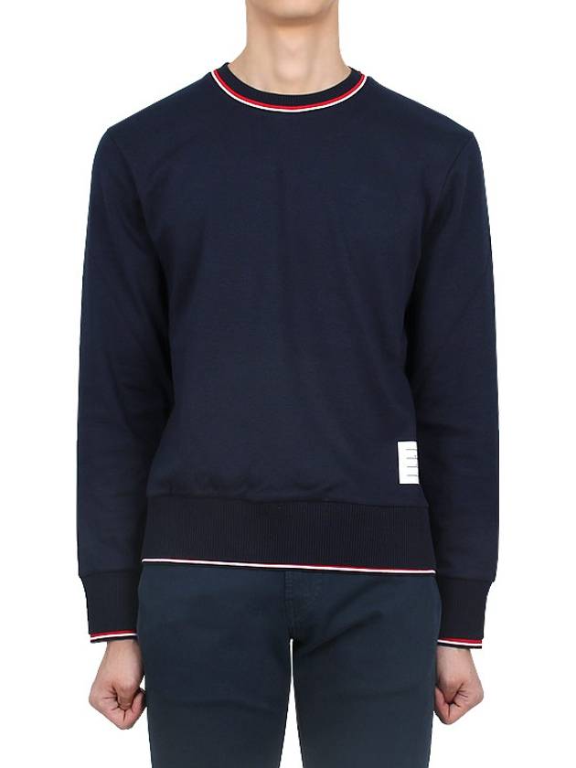 Logo Tab RWB Stripe Trimming Knit Top Navy - THOM BROWNE - BALAAN 3